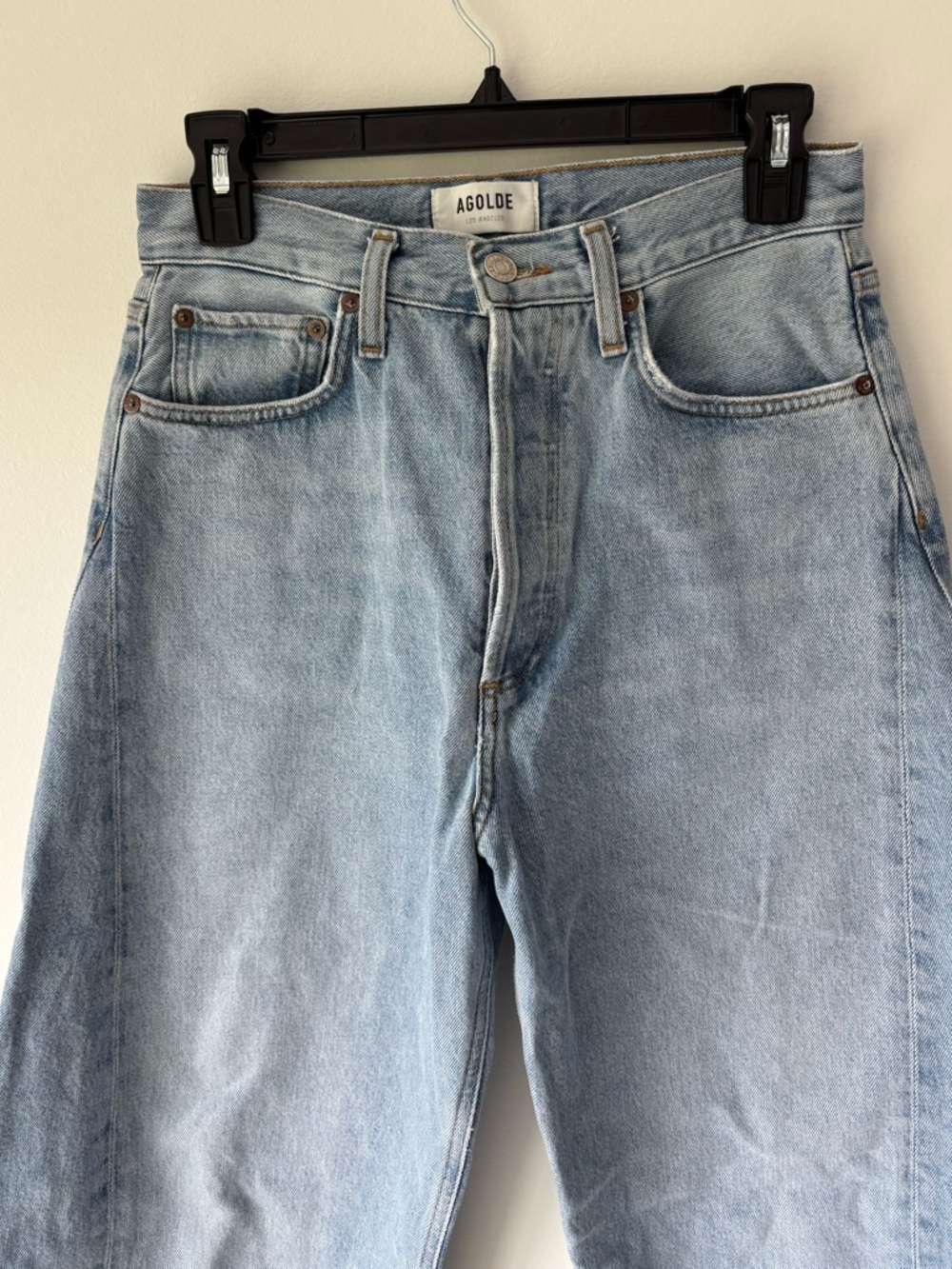 Agolde Light Wash Wide Leg Flare Jeans - Picture 4 of 12